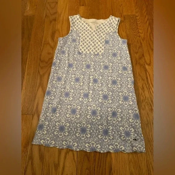 Vineyard Vines Girls Blue White Shift Dress Pima Cotton Preppy Size Small - Picture 2 of 9